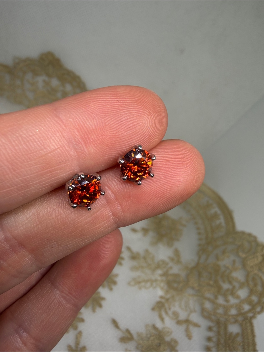 Red Moissanite 2 CTW 925 Sterling Silver 6 Prong Screw Back Studs